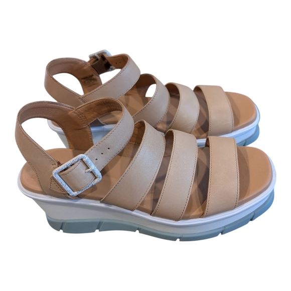 Sorel Beige and White Wedge Sandals - Picture 3 of 8